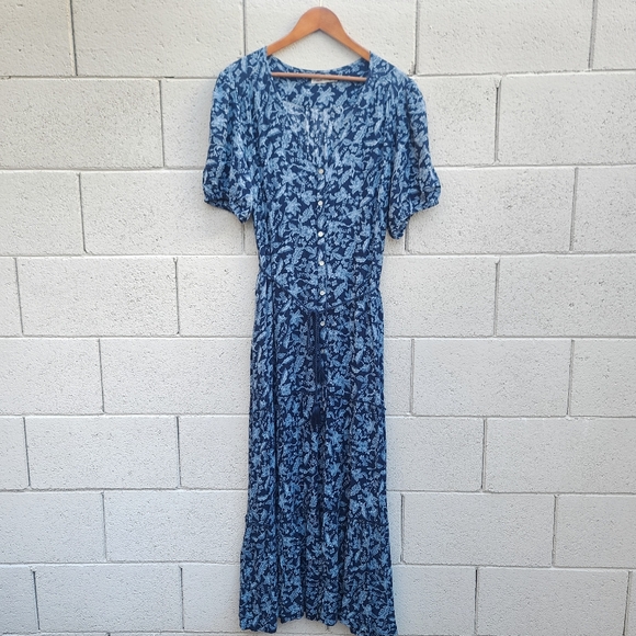 Faherty | Orinda Maxi Dress In Blue Esna Floral Size XL - Picture 3 of 14